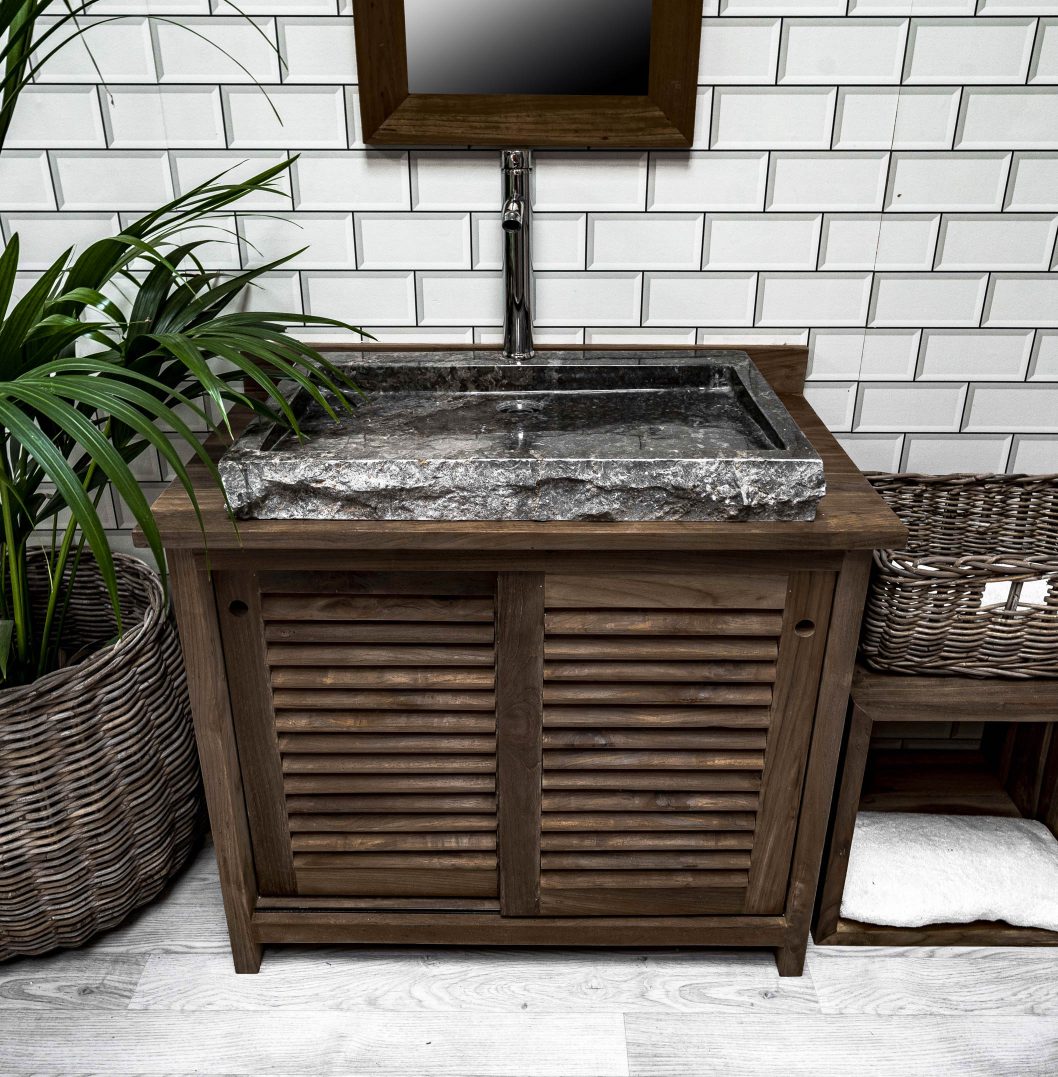 Large Grey Rectangular Stone Sink - 70 x 48 x 7.5cm.