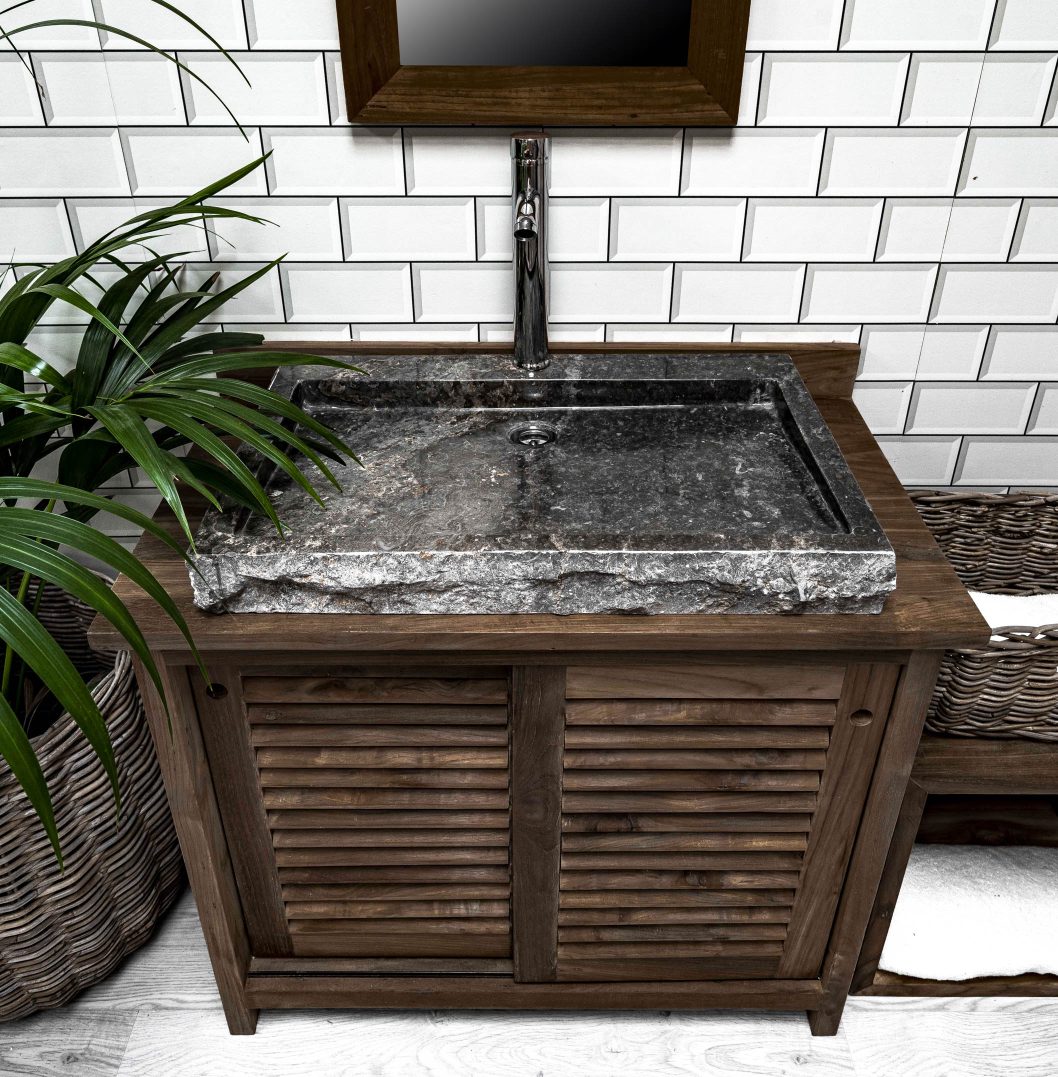 Large Grey Rectangular Stone Sink - 70 x 48 x 7.5cm.