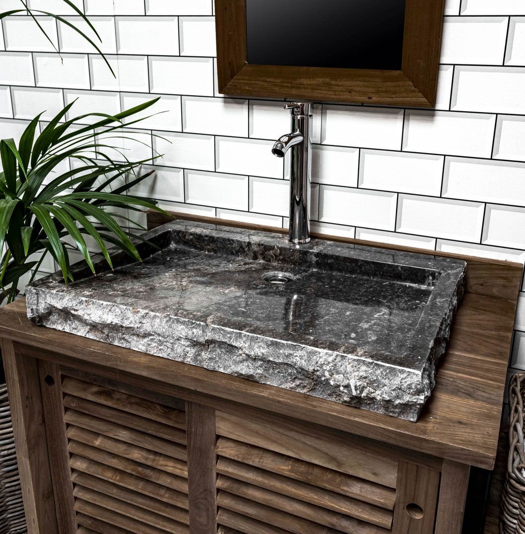 Large Grey Rectangular Stone Sink - 70 x 48 x 7.5cm.