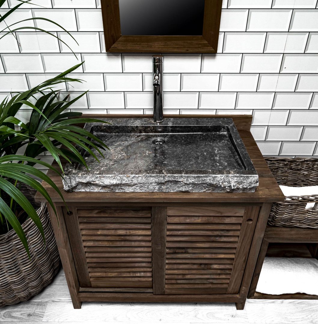 Large Grey Rectangular Stone Sink - 70 x 48 x 7.5cm.