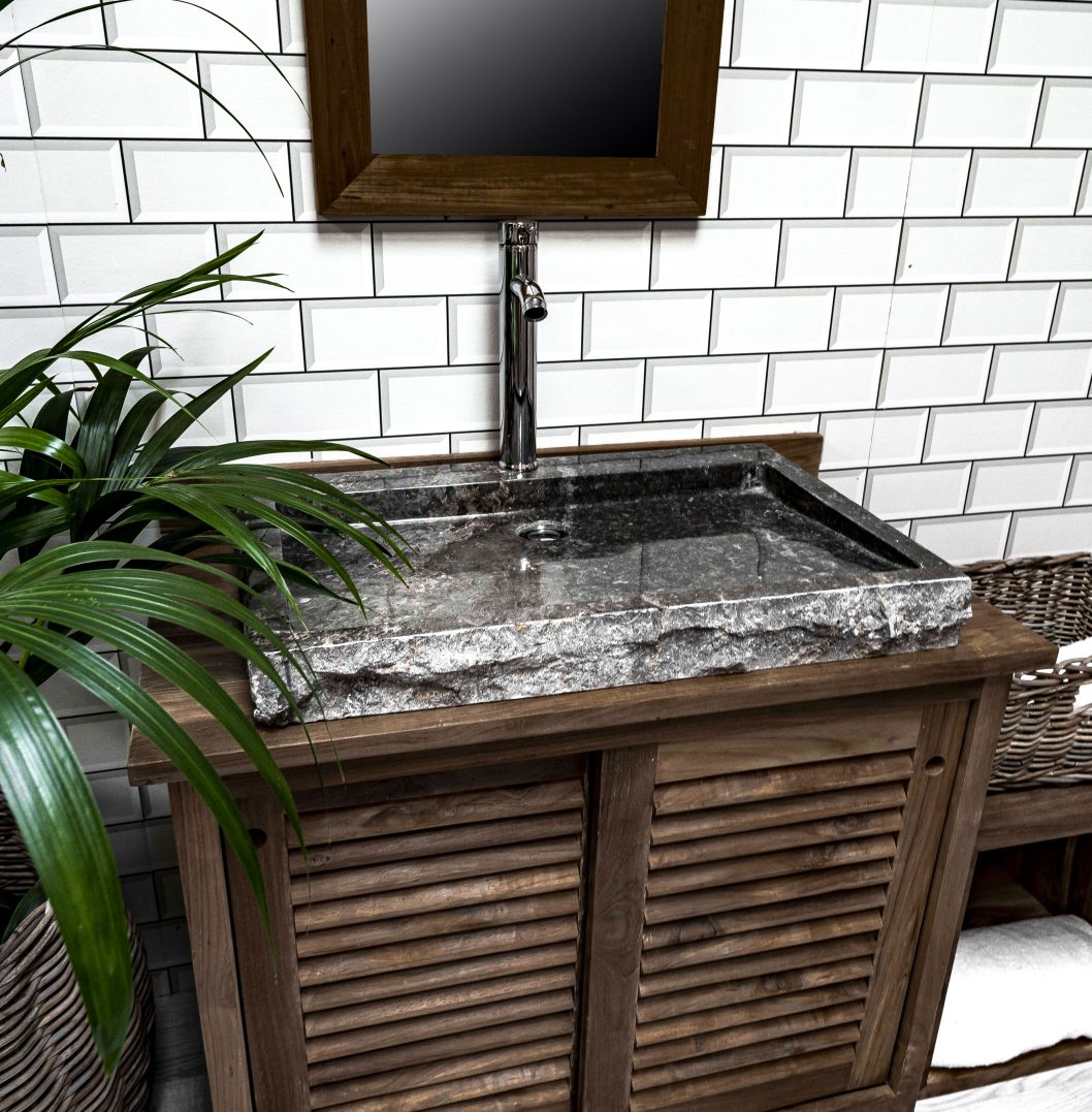 Large Grey Rectangular Stone Sink - 70 x 48 x 7.5cm.