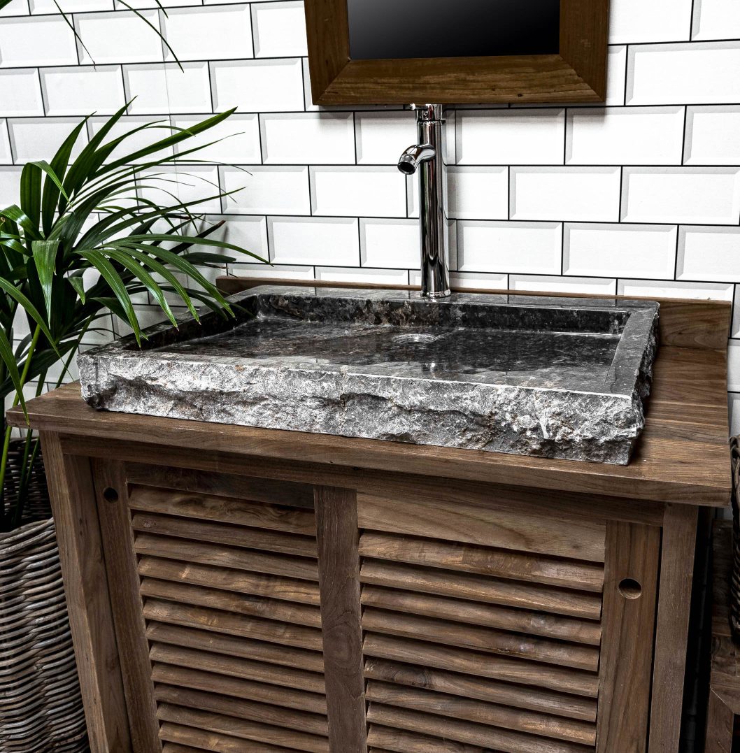 Large Grey Rectangular Stone Sink - 70 x 48 x 7.5cm.