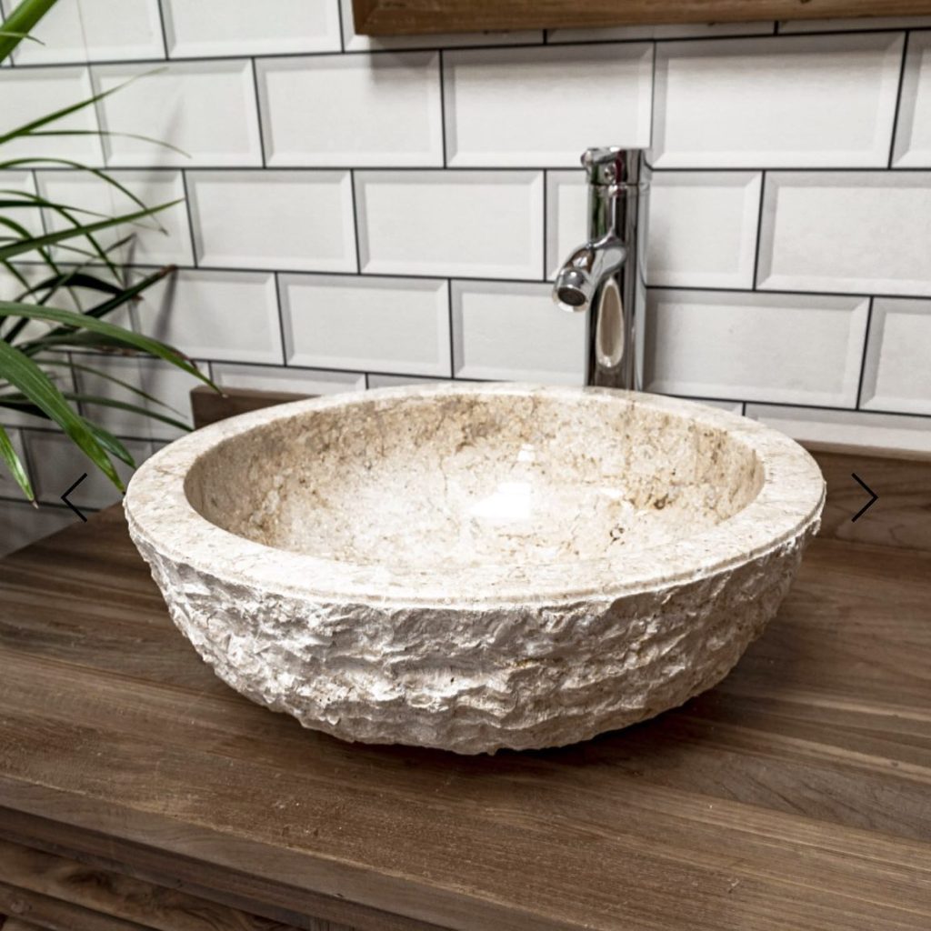 Cream Rough Hewn Bowl Stone Sink