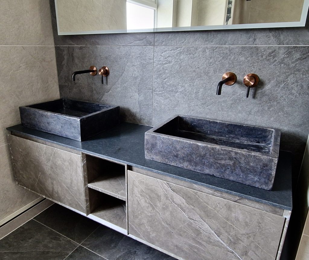 A pair of Full Polished Rectangle Sinks fitted