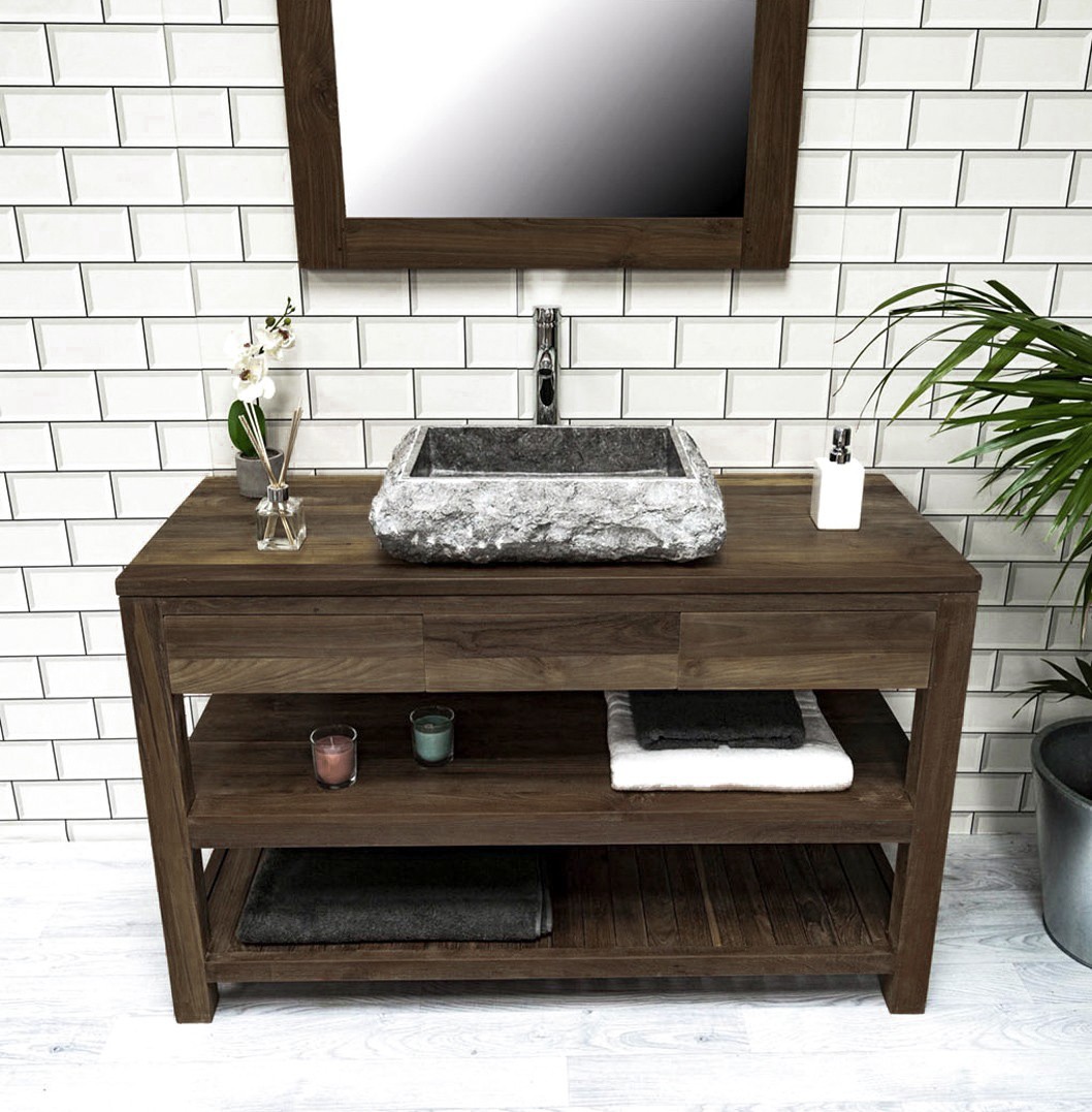 The 'Telu' Modern Reclaimed Teak Vanity Unit - 3 Sizes Available.