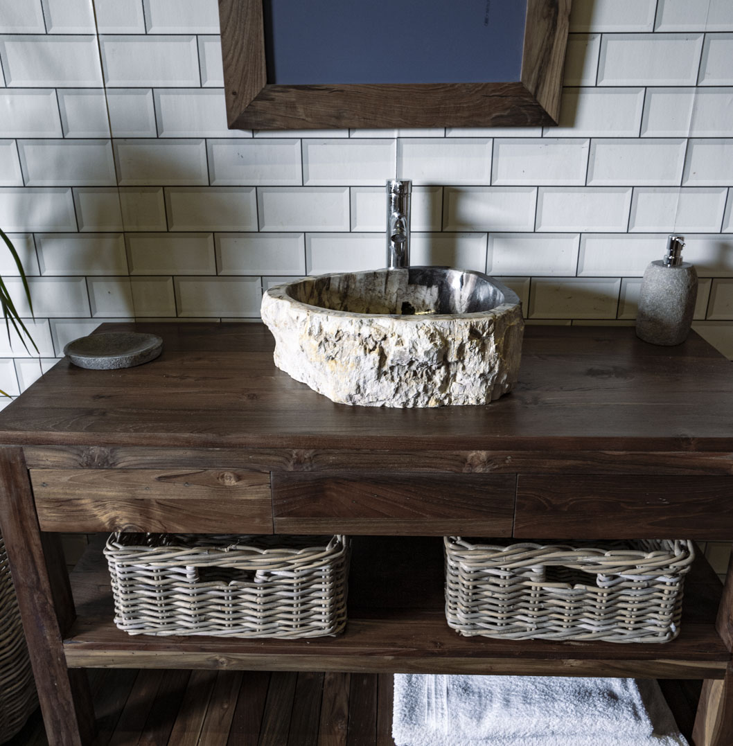 Petrified Wood Sink No. 115 - 42 x 33 x 15cm