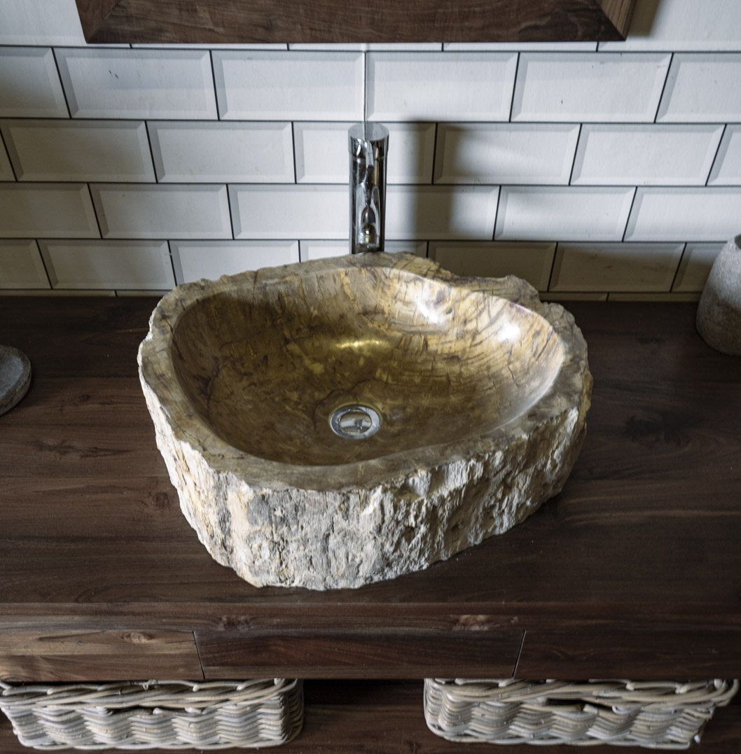 Petrified Wood Sink No. 116 - 53 x 40 x 15cm