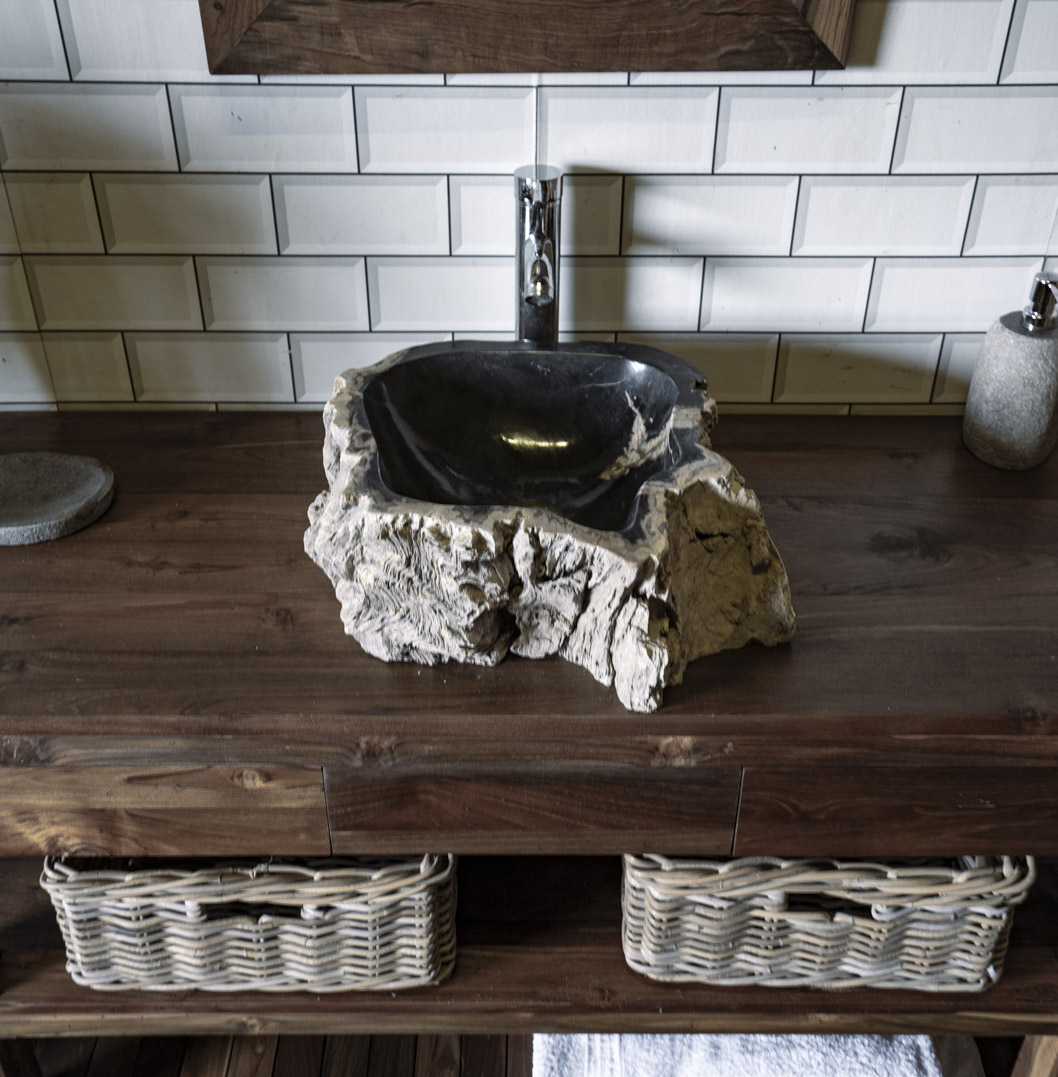 Petrified Wood Sink No. 118 - 45 x 45 x 15cm